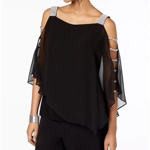 MSK Embellished Cold-Shoulder Top